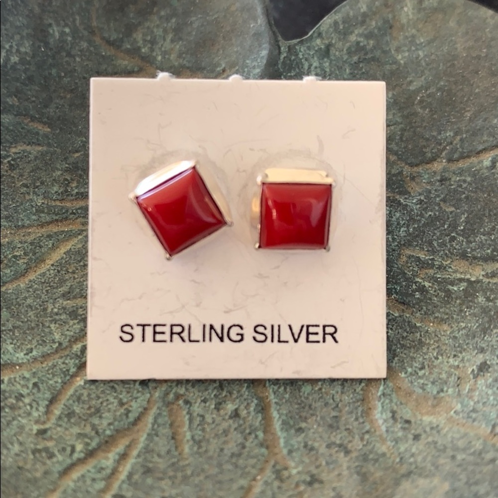 Red Coral Studs